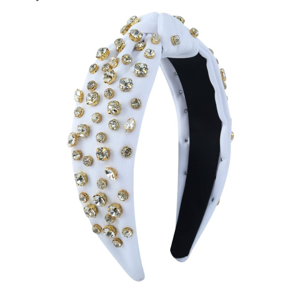 Embellished White Jewel Knot Headband
